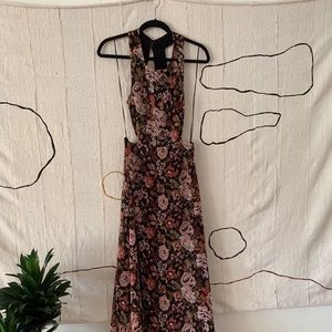 open back maxi floral chiffon dress